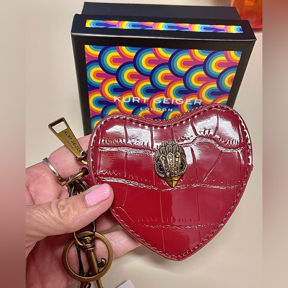 Kurt Geiger NEW Leather Keychain/Zip-top Bag Charm NWT &Box hold Rx/cash/coins - Picture 10 of 13